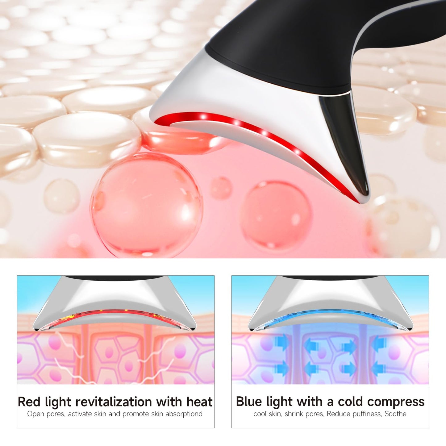 Ms.W Red Light Neck Face Massager, Facial Massager with Hot & Cold Modes for Skin Care, Vibration for Skin Tightening and Rejuvenation