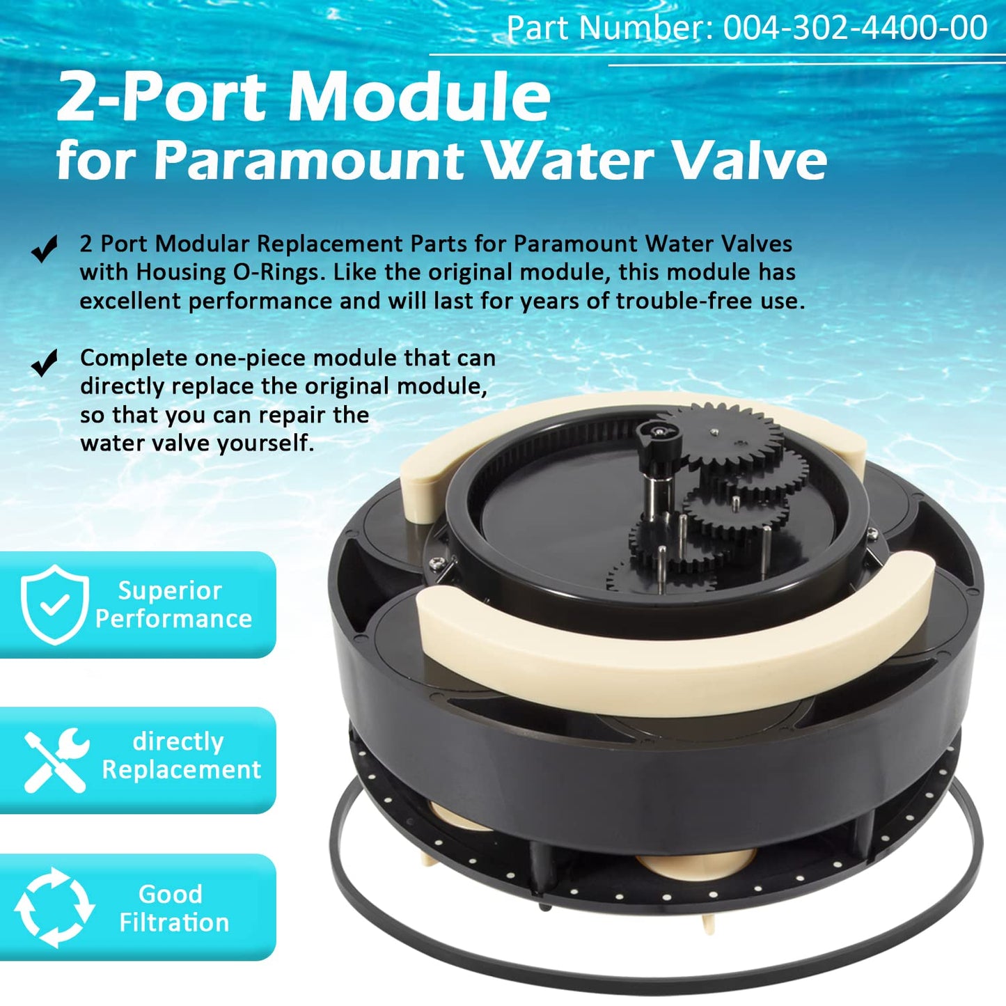 USSKYBOY 2-Port Four Gear Circulation Module with O-Ring for Paramount Water Valve, Replace for 004-302-4400-00