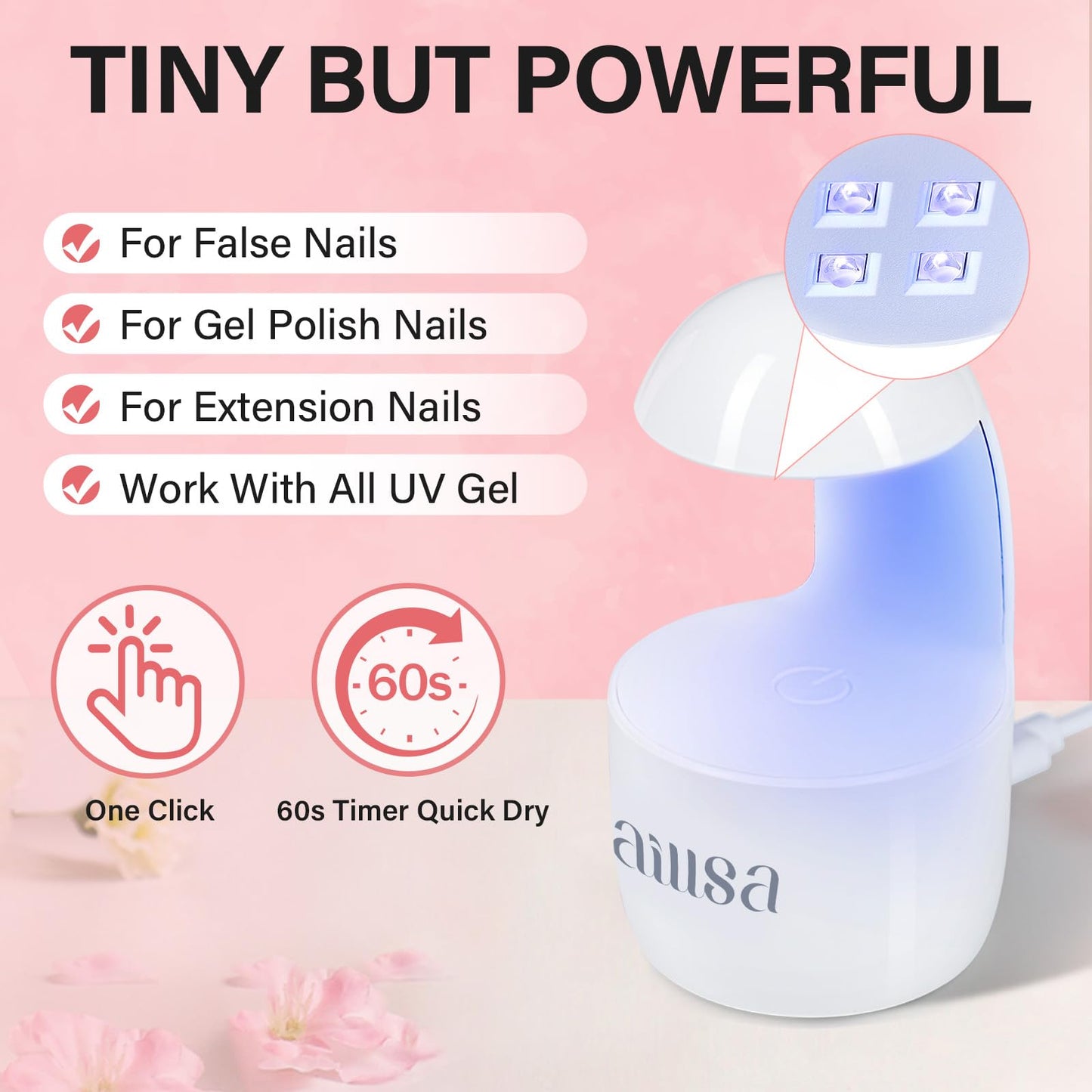 AILLSA Extra Short Coffin Gel Nail Kit 240pcs Full Nail Tips with 2 In 1 Nail Glue Base Top Coat Nail Dehydrator U v Led Lamp, Gel Extension Nail Kit for Beginners Home Salon