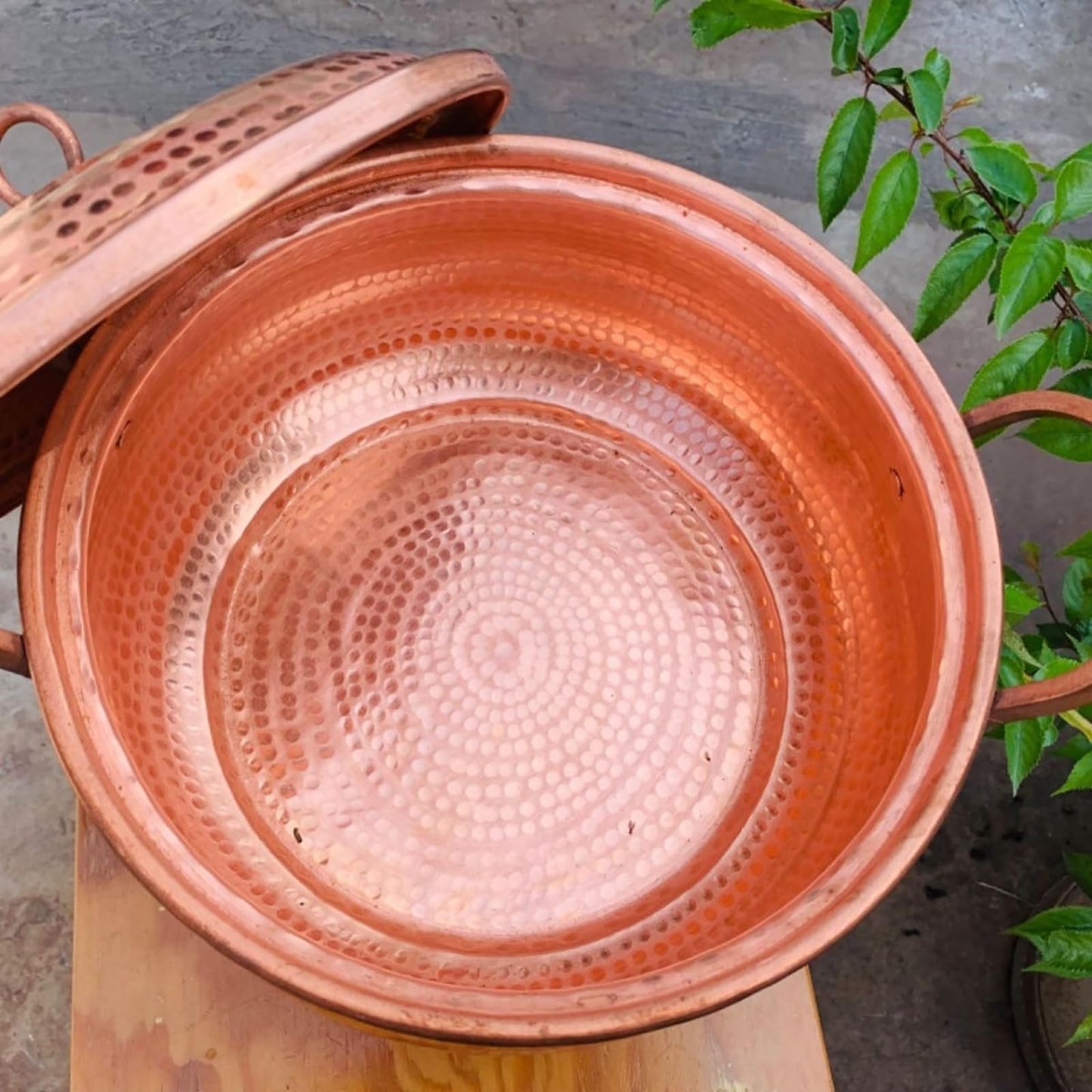 CVQWRJH Handcrafted Pure Copper Cooking Pot, Copper Kitchen Cookware with Lid Purple Copper Soup Pot and Pan for Induction Cooker Camping Restaurant,22CM