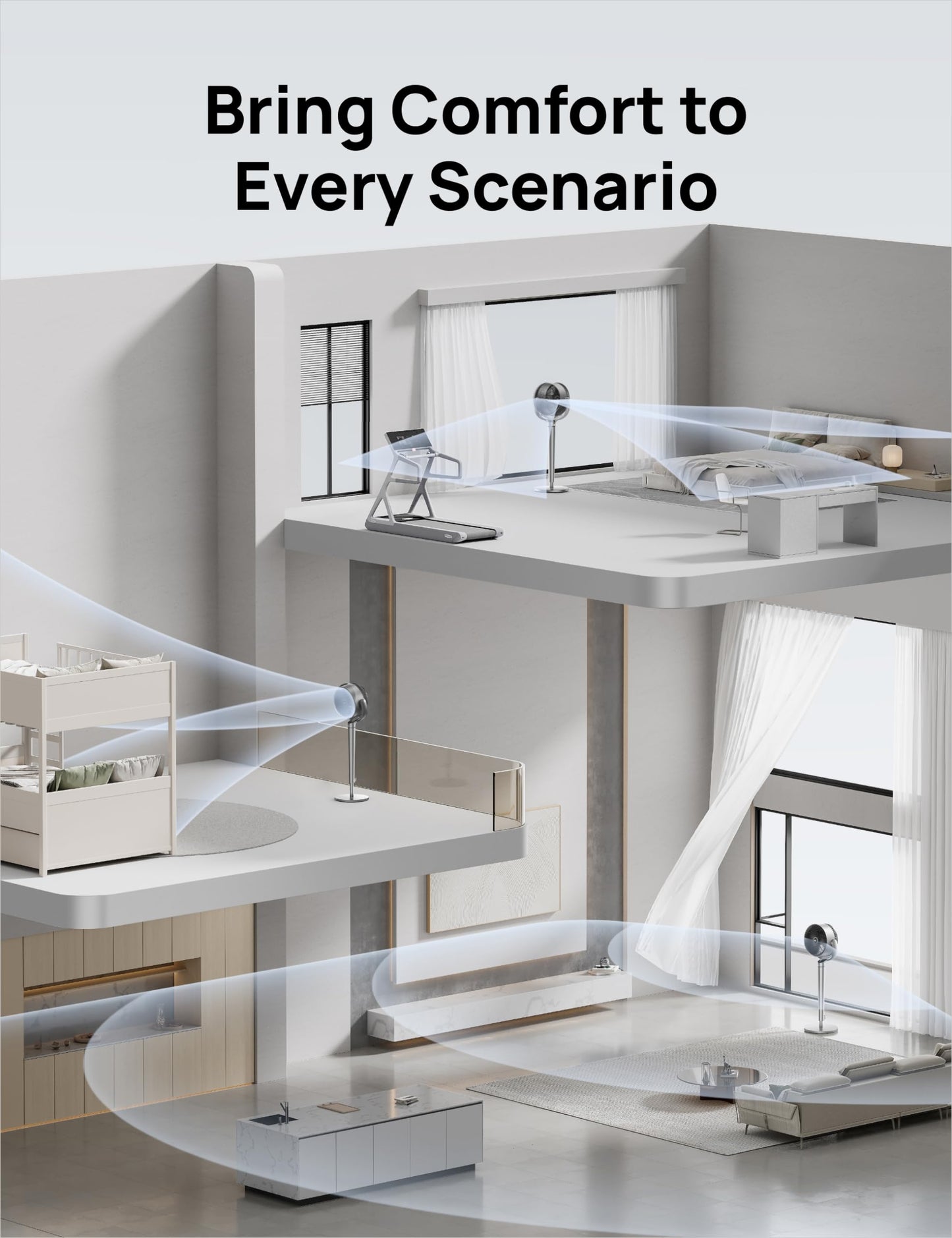 Dreo Smart Fan for Bedroom, 110ft Pedestal Fan with DC Motor, 150°+120° Omni-Directional Oscillation, Quiet Floor Fan with Smart Control, 9 Speeds, 6 Modes, 43'' Inches, 12H Timer, Wi-Fi/Voice/Alexa