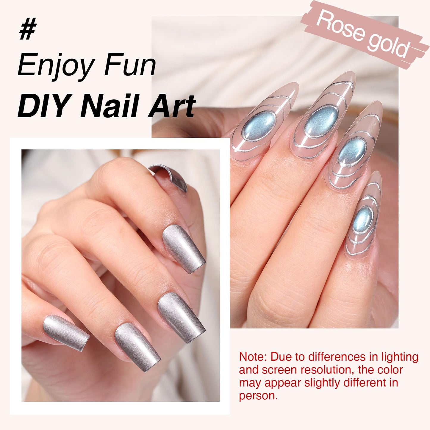 GELLAKTIK Metallic Gel Nail Polish Set, 2Pcs Silver & Rose Gold Chrome Painting Gel, Stamping Gel Polish with Nail Art Stamp Plate & Stamper Scraper Kit, DIY Home and Salon Use for Women