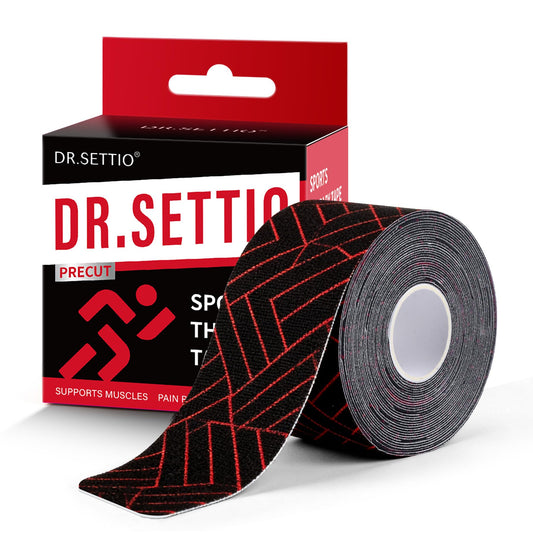 DR.SETTIO Kinesiology Tape, Waterproof Breathable Athletic Tape, Precut Elastic Muscle Joint Relief Support Tape, for Swimming, Workouts, Running, Daily, 2 in x 16.4 ft, 1 Roll