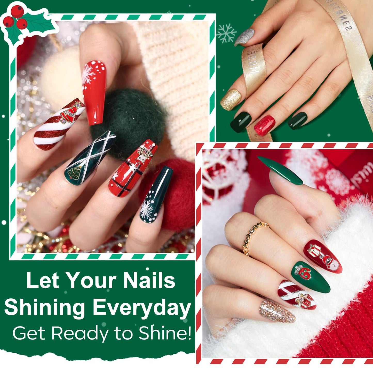 2025 Nail Advent Christmas Countdown Calendar, 24 Days Surprise Calendar Nail Art Accesseries Box for Wife Lovers Girlfriend Friends , Perfect DIY Creative Nail Decoration Box Set, DIY Nail Crafts Set advent calendar 2025