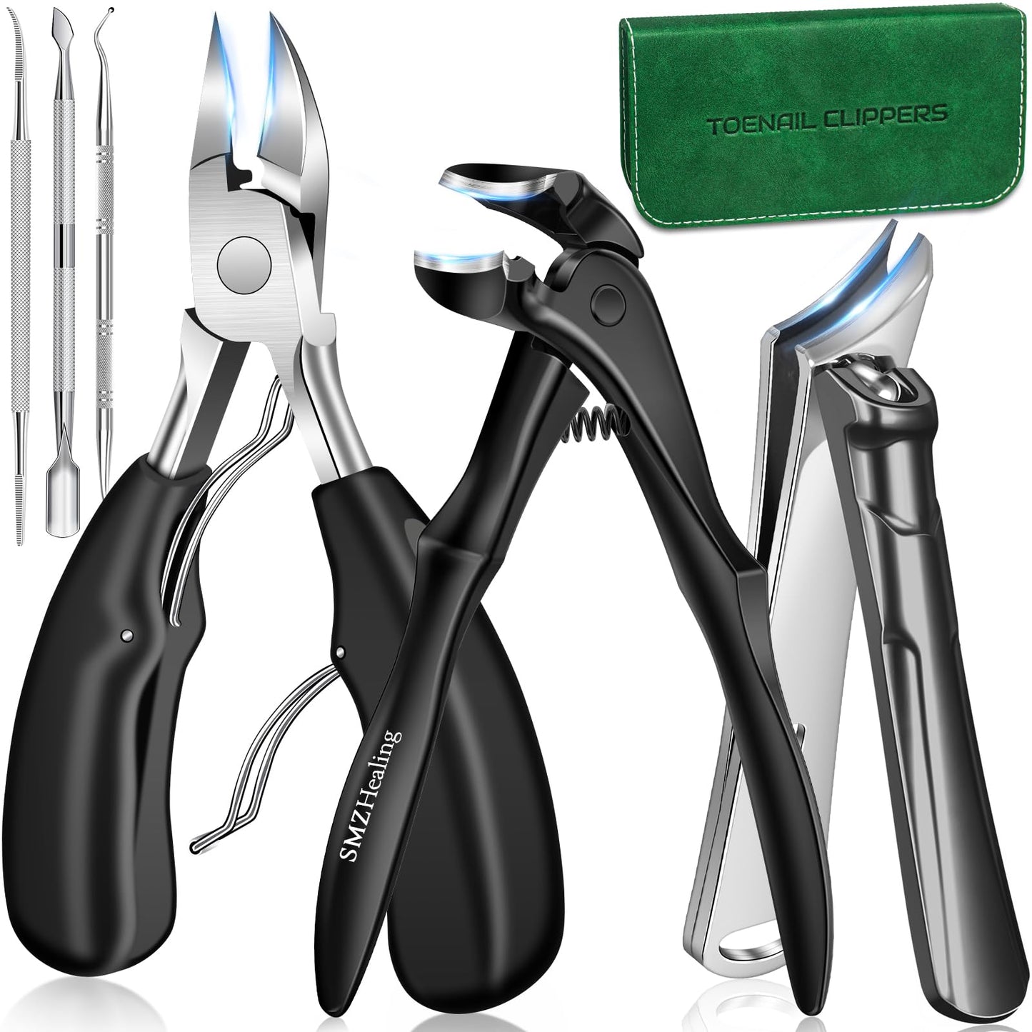 Toenail Clippers for Seniors Thick Toenails, 2026 Long Handle Toe Nail Clippers with Angled Head, Slanted Toenail Clippers & Wide Opening Ingrown Nail Clippers for Men, 6PCS