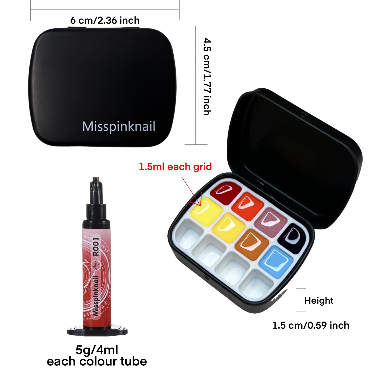 YJMyujimi Advanced Painting Gel for Nail Art,8 colour kit with 2 palette(12 divsions),Non wipe,Manicure Professional Nail Salon DIY at Home Gift (B)