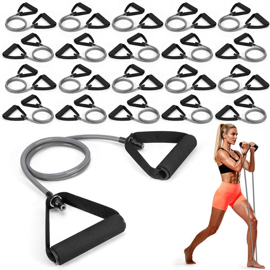 GHCTFE 20PCS Resistance Bands with Handles for Gym Members Sports Class Students Gift, Exercise Bands 20 Lb for Full Body Training, Strength & Rehab Recovery, Fitness Tube Bands for Men and Women