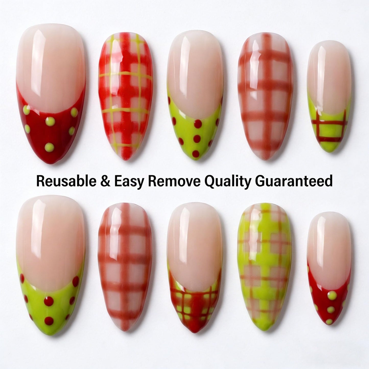 Handmade Press on Nails Almond Shape 3D Cute Glue on Nails for Women, Luxury Homemade Press on Nail Art Design, Fake Nails with 3D Nail Charms Size M 14