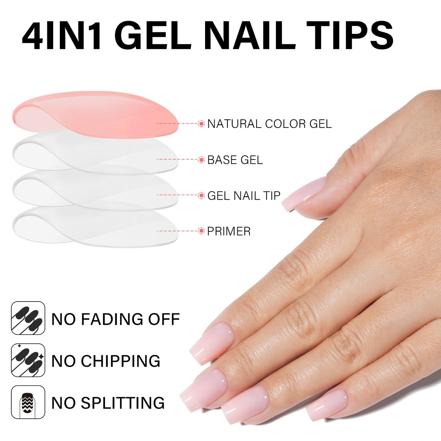 AILLSA RealFit Nude Pink Press On Nails Short Coffin - Long Lasting Pre-Shaped Natural False Nails, Fake Nails Extensions for Salon Home DIY Gifts 150 PCS
