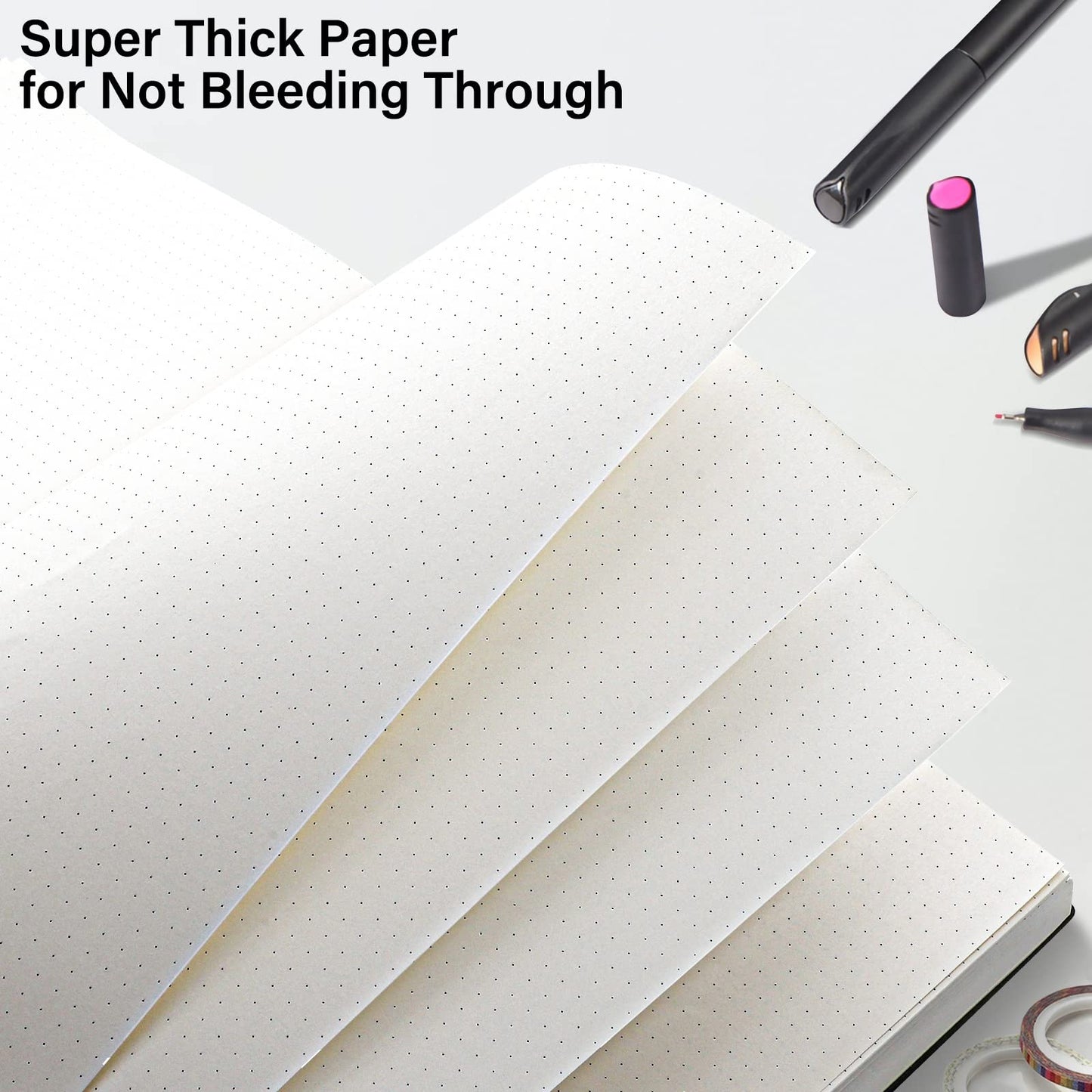 Notebook Journal, Dotted Journal, 8.5" x 11", 400 Pages Dot Grid Notebook, No Bleed Thick Paper, Leather Journal for Bullet Journaling, Work, School, Notes, 125pcs Sticky Tabs, Inner Pocket, Green