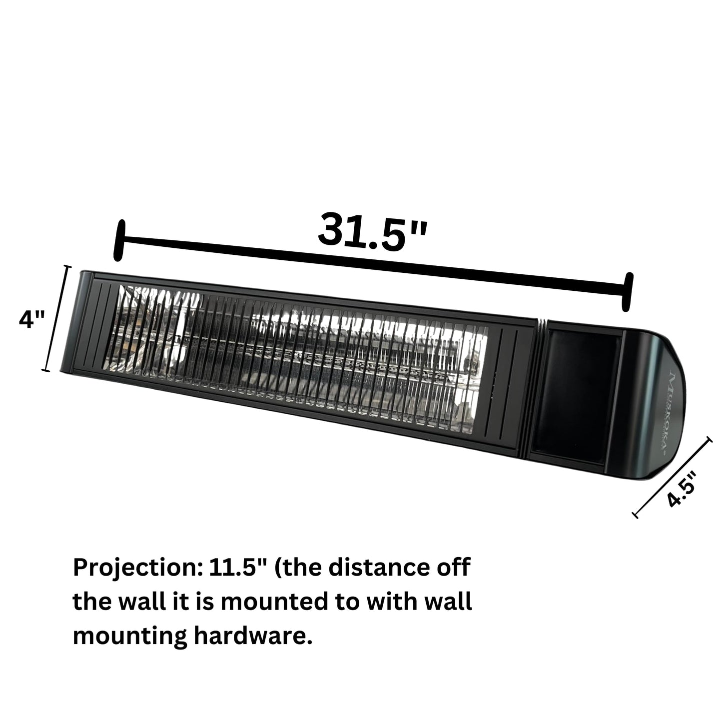 SunWave 2000-Watt Black Carbon LED Screen Infrared Patio Heater, Wireless Remote Controlled with 6 Heat Levels, Electric 220-240v Residential or Commercial by Muskoka Lifestyle Products