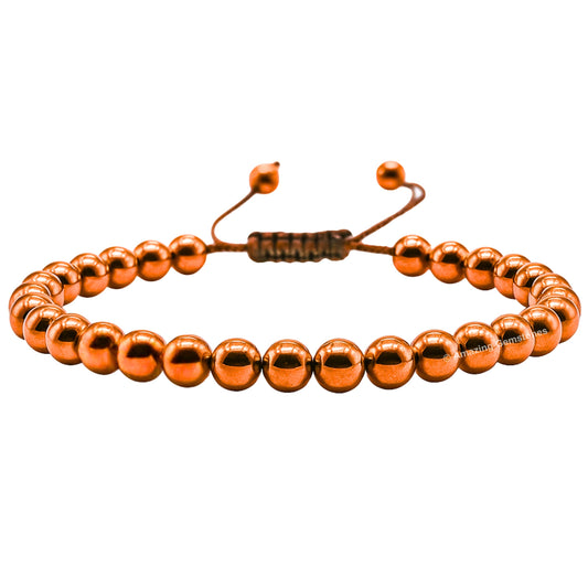 Copper Hematite Bracelet for Women Men's Gifts - Protection Healing Crystal Bracelet - 6mm Gemstone Beaded Adjustable Bracelet Pulseras Para Hombres Mujer Stocking Stuffers