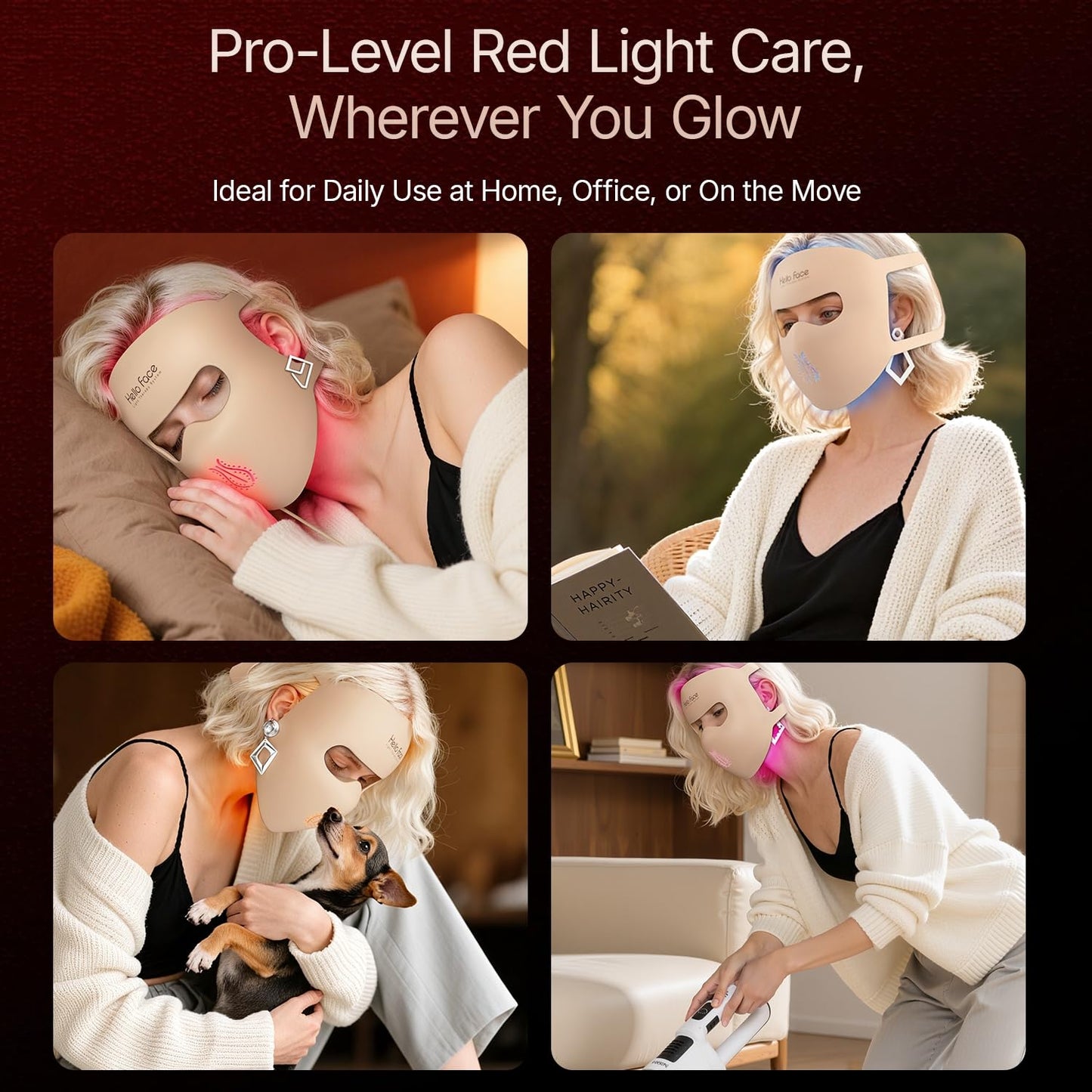 Hello Face 4D Red Light Therapy for Mask, 311 LEDs 850nm Infrared Long Light Waves Led Face Mask Light Therapy for Cordless Photons Tech, Silicone Skin Improvement for Women with Rechargeable Remote