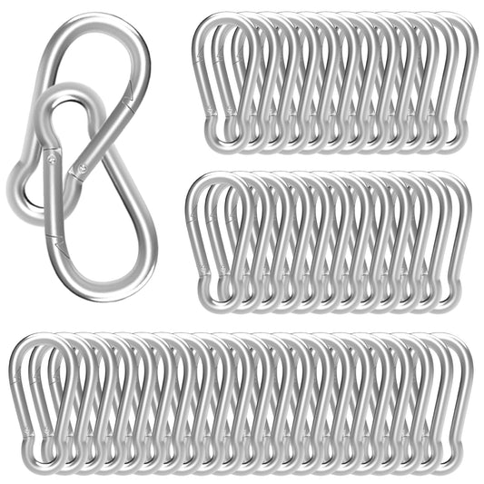 High-PQ Carabiner, Heavy Duty Galvanized Steel Spring Snap Hook Carabiner Clips with 260LBS Holding Capacity, Ideal for Outdoor, Hammock, Swing and Travel (M6 2.4Inch, 50PCS)
