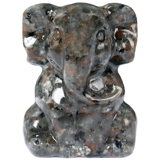 Ytbeoxk 2 Inch Crystal Elephant Decor Statues, Yooperlite Cute Sitting Elephant Figurines, Reiki Healing Crystal Carved Animal Statues, Home Office Desk Hand Carved Decor Gifts for Women