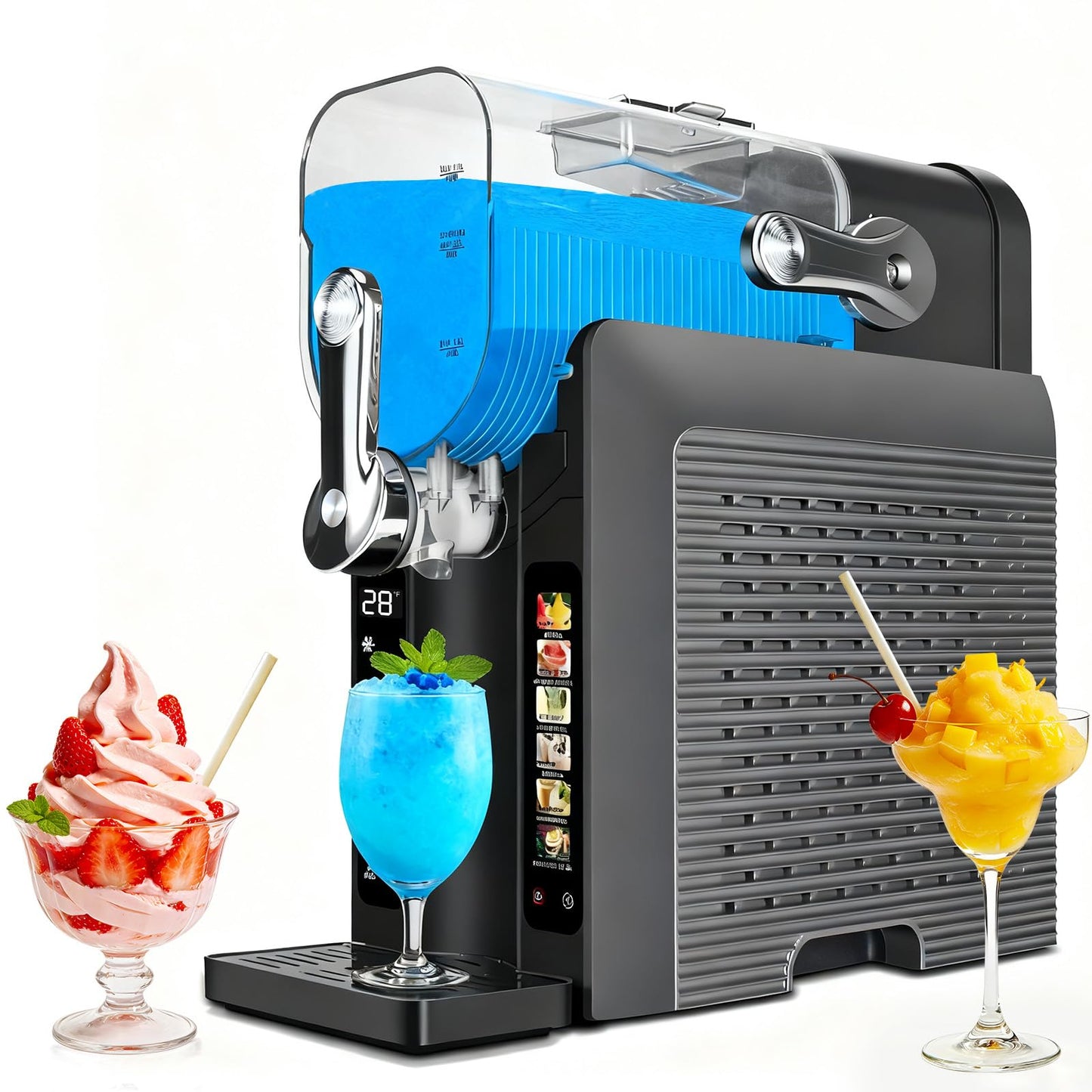 Supwin Slushie Machine for Home - 88oz Frozen Drink Maker Slushy Machine, 2-In-1 Soft Ice Cream Maker, 6 Preset Programs| Slushie, Cocktails, Frappés, Ice Cream, Smoothies, Milkshakes (Screen Version）