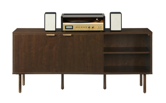 Crosley Furniture Brody Vinyl Record Storage Sideboard, Modern Media Console and Cabinet with Shelves, Brown