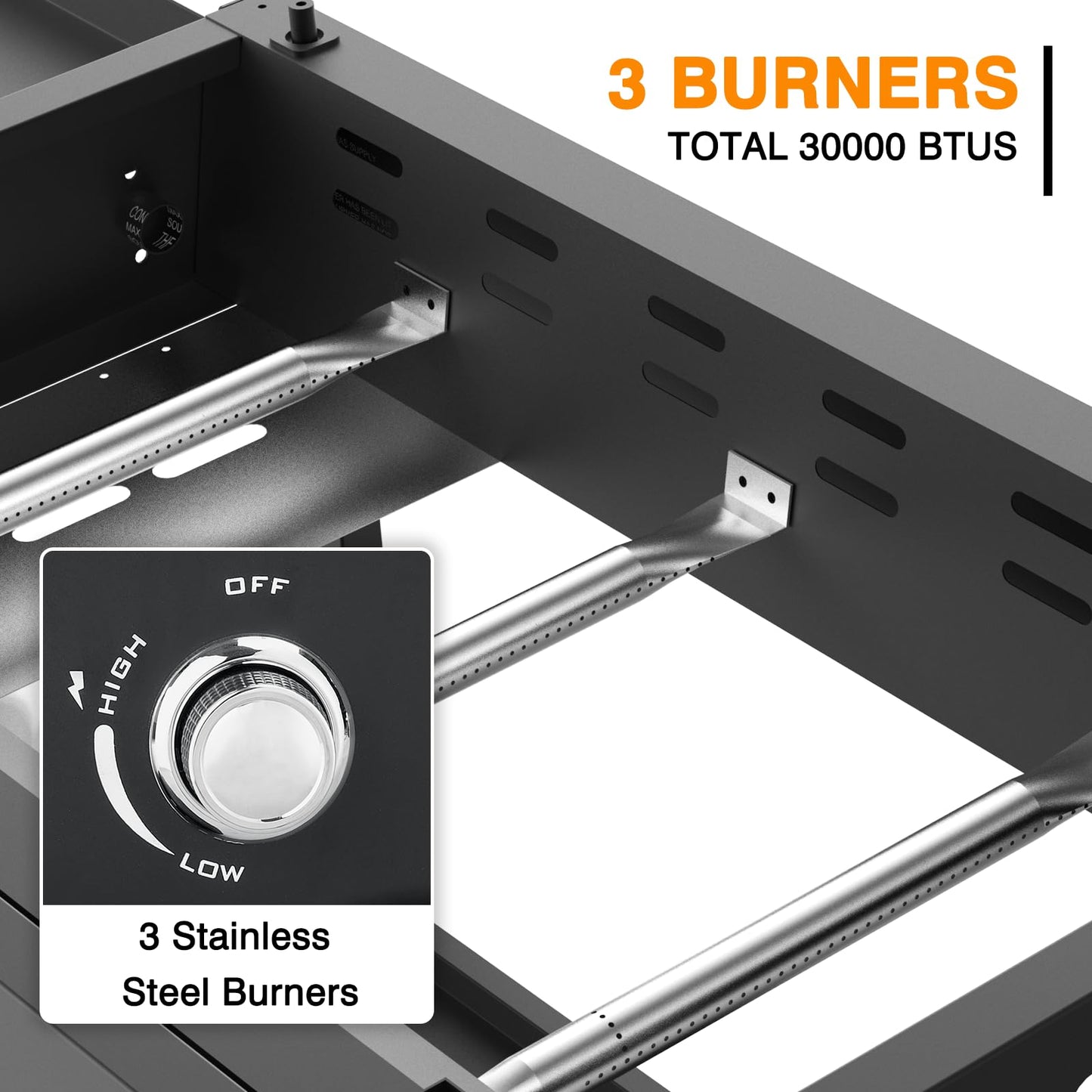 ADREAK 3 Burner Foldable Gas Griddle, 32 Inch Stainless Steel Portable Detachable Propane Griddle, 45,000 BTU Flat Top Barbecue Grill with Side Shelves for Camping