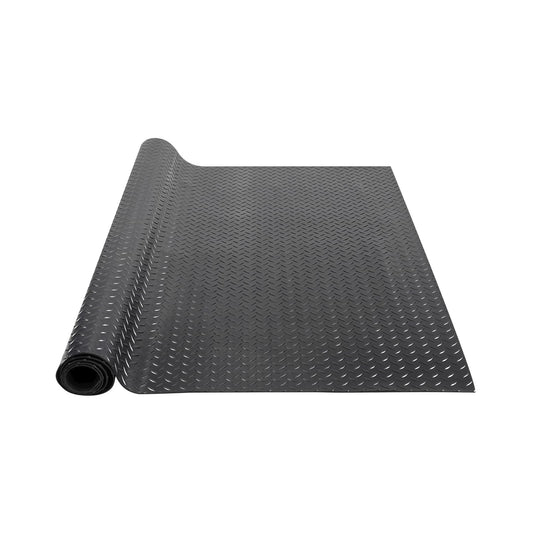 VEVOR Diamond-Plate Rubber Flooring Roll, 3 mm x 4 ft x 8 ft Floor Mat, SBR Rubber Roll, Easy to Clean, for Under Cars, Garage, Industry, Gym, Black
