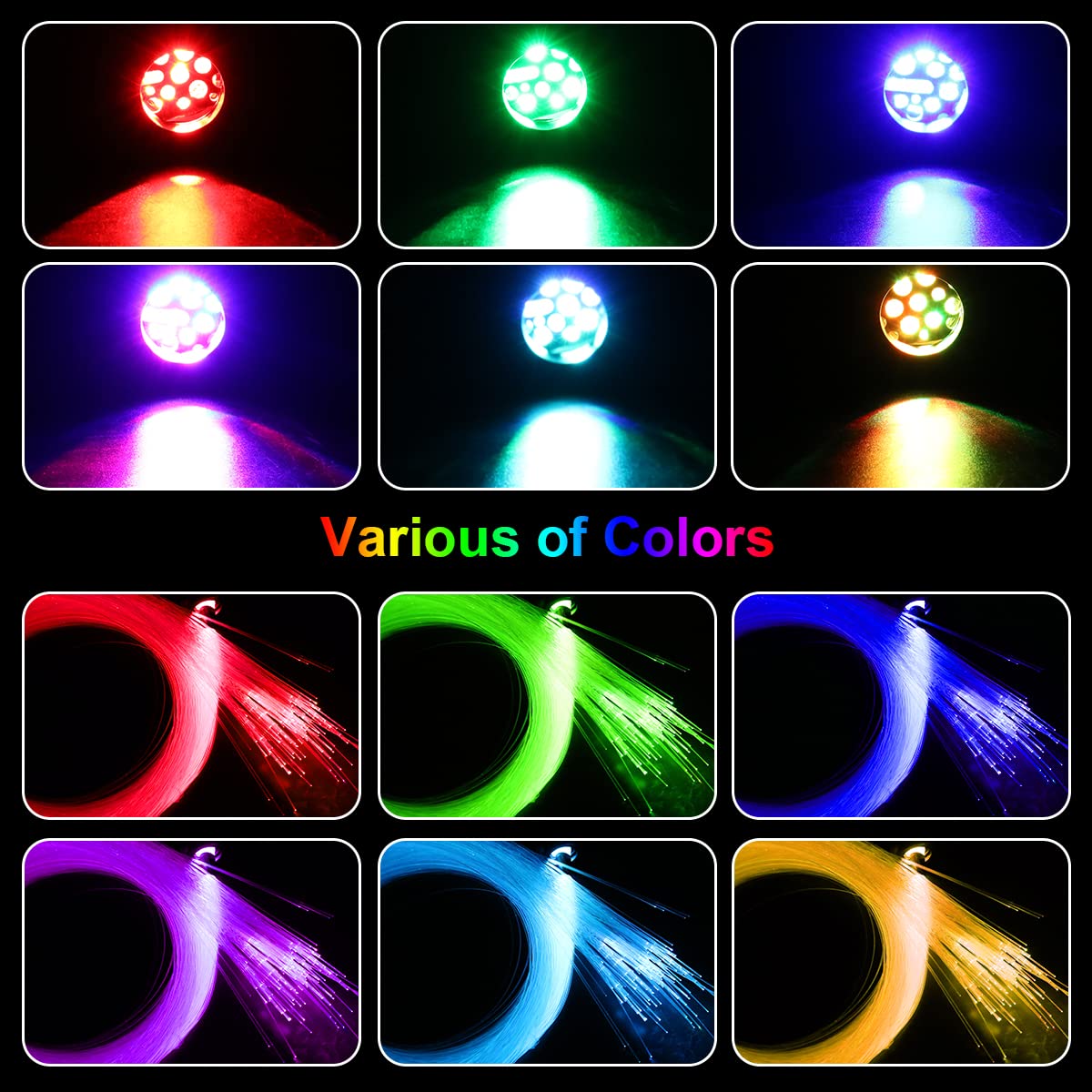 AKEPO 16W Twinkle APP Fiber Optic Starlight Headliner Lights Kit, 650pcs 13.1ft/4m 0.03in Optical Fiber Star Music Activated RGBW Ceiling Light Kit for Car Headliner Star/Home