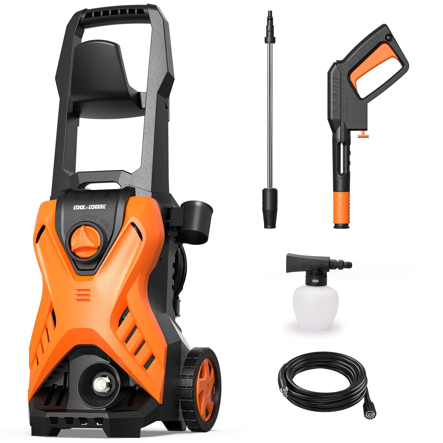 Rock&Rocker Electric Pressure Washer, 2150PSI Max Power Washer with Adjustable Pressure Nozzle, Foam Cannon, Car Cleaning Washer Great for Home/Patio/Concrete/Deck/Driveways Cleaning