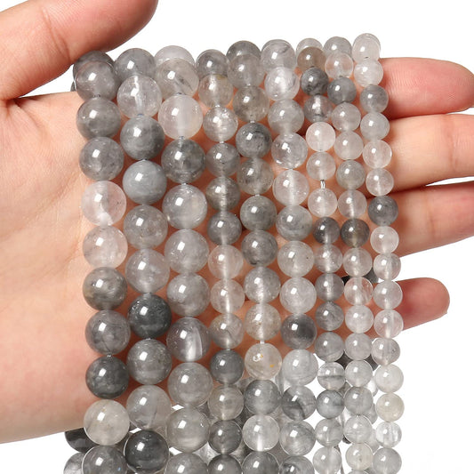 45pcs 8mm Natural Stone Beads Greystone Crystal Beads Energy Crystal Power Gemstone for Jewelry Making, DIY Bracelet Necklace