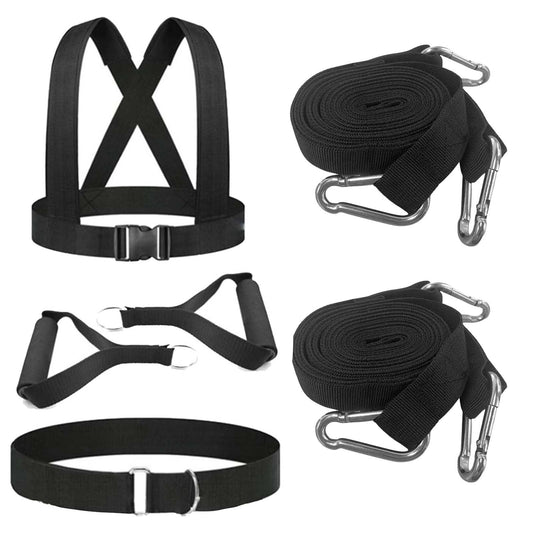 Tuyzhrymlic Sled Harness for Pulling, 6pcs Adjustable Shoulder Belt with 2 Rope 6.6ft and 9.8ft Push Equipment for Outdoor Indoor Full Body Workout to Improve Strength Agility Focus Men and Women