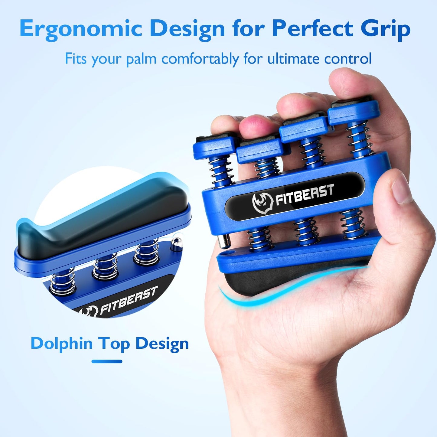 FitBeast Finger Strengthener, Finger Exerciser 2-Pack, Hand Exerciser for Improve Dexterity and Strength in Fingers, Hands, Forearms–Grip Strength Trainer for Musicians, Climbers (2 Piece Set)