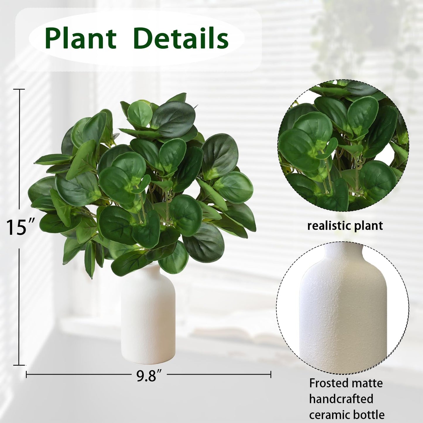 15" Artificial Eucalyptus Stems Potted Plant (2pcs leaf )