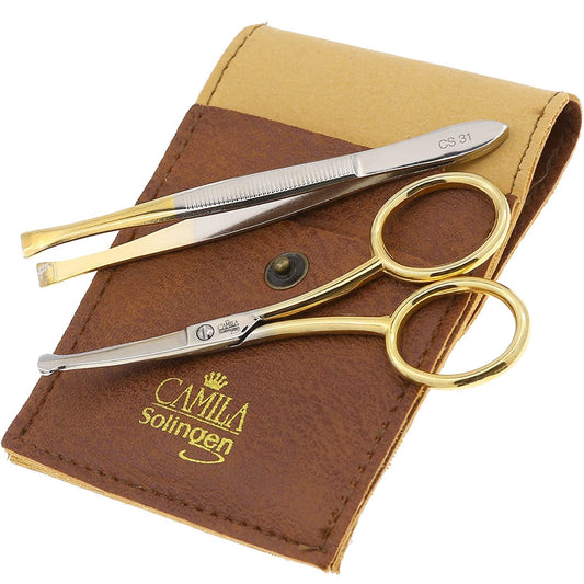 Camila Solingen CSK1 Nail Scissors and Tweezer Kit, Perfect Pedicure Manicure Set for Men and Women, Ideal Pedicure Tools and Skin Tag Remover Tools - Kit contains Sharp Scissors and Grooming Tweezers