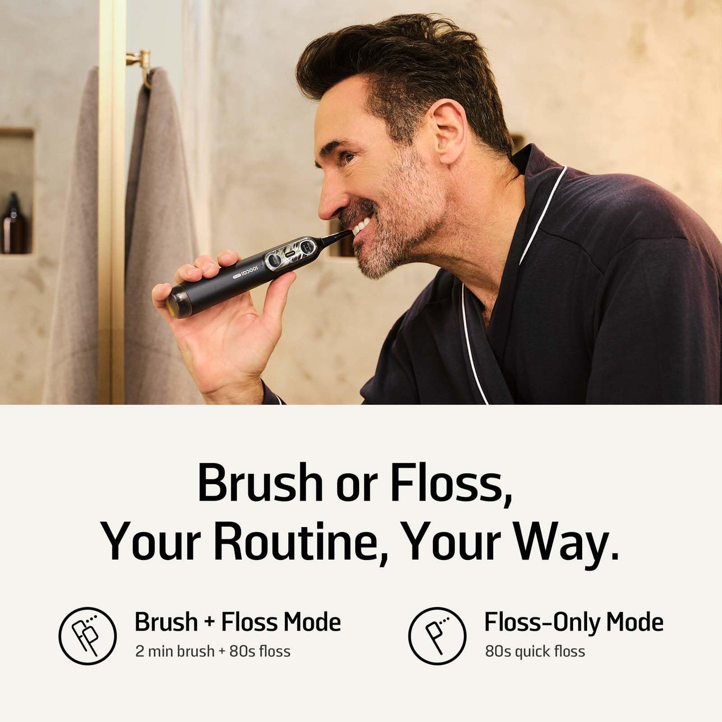 Soocas NEOS II Ultra – Electric Toothbrush with Water Flosser Combo, 3-in-1: Flosses, Vibrates and Oscillates, Flossing Toothbrush for Adults, Cordless Water Flosser for Travel, Midnight Blue