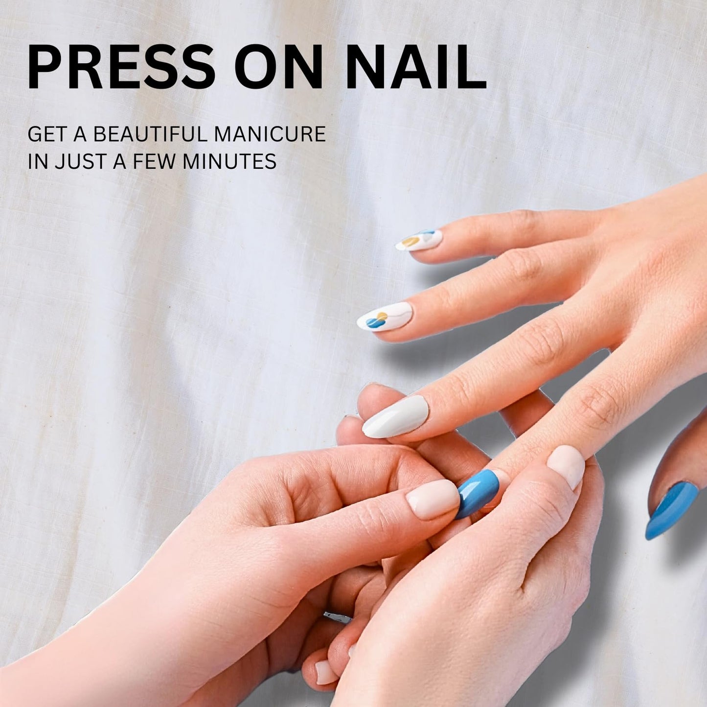MAOLEETO Press on Nails, Short round Fake Nails Gradient blue-green False Nails Large Green Press on Nails for Women Girls Nail Art Decoration - Lagre