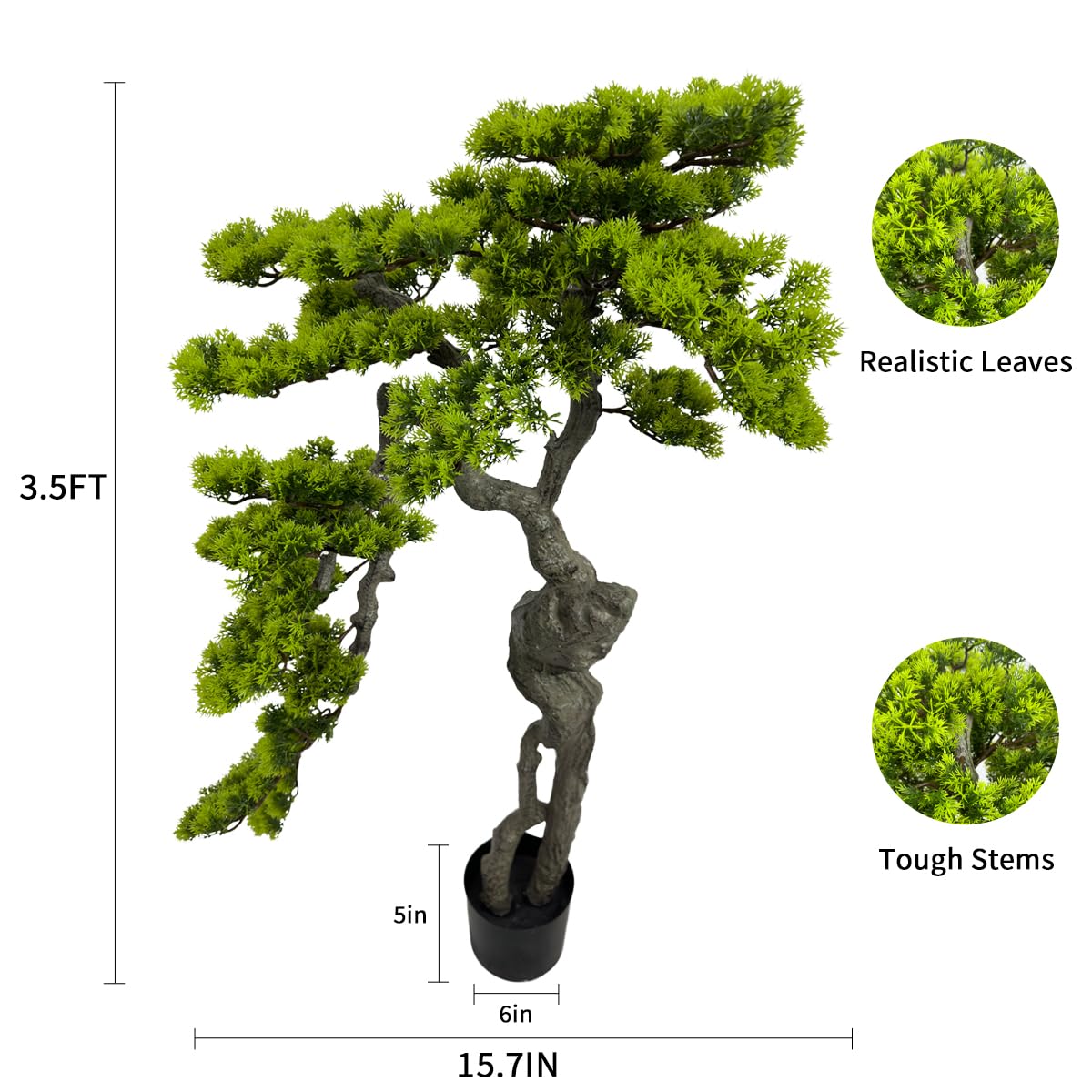 AfanD 3.5ft（43in） Artificial Bonsai Tree Juniper Faux Plants Indoor Big Fake Plants Decor with Ceramic Pots for Home Table Office Desk Bathroom Shelf Bedroom Living Room Farmhouse Decorations