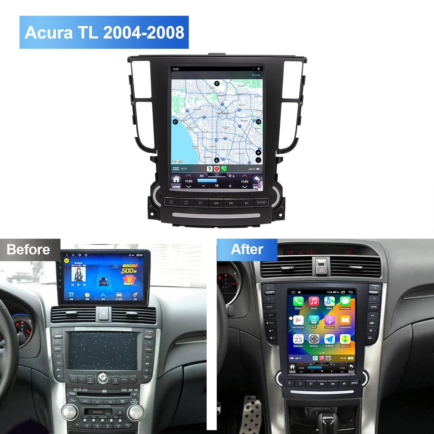 8-Core [4+64G] Car Radio for Acura TL 2004-2008, Android 13 9.7" Upgrated Car Stereo HD Touchscreen Tesla Style Head Unit, Carplay/Android Auto/GPS/AM/FM/Blutooth/Mirror Link/Voice Control