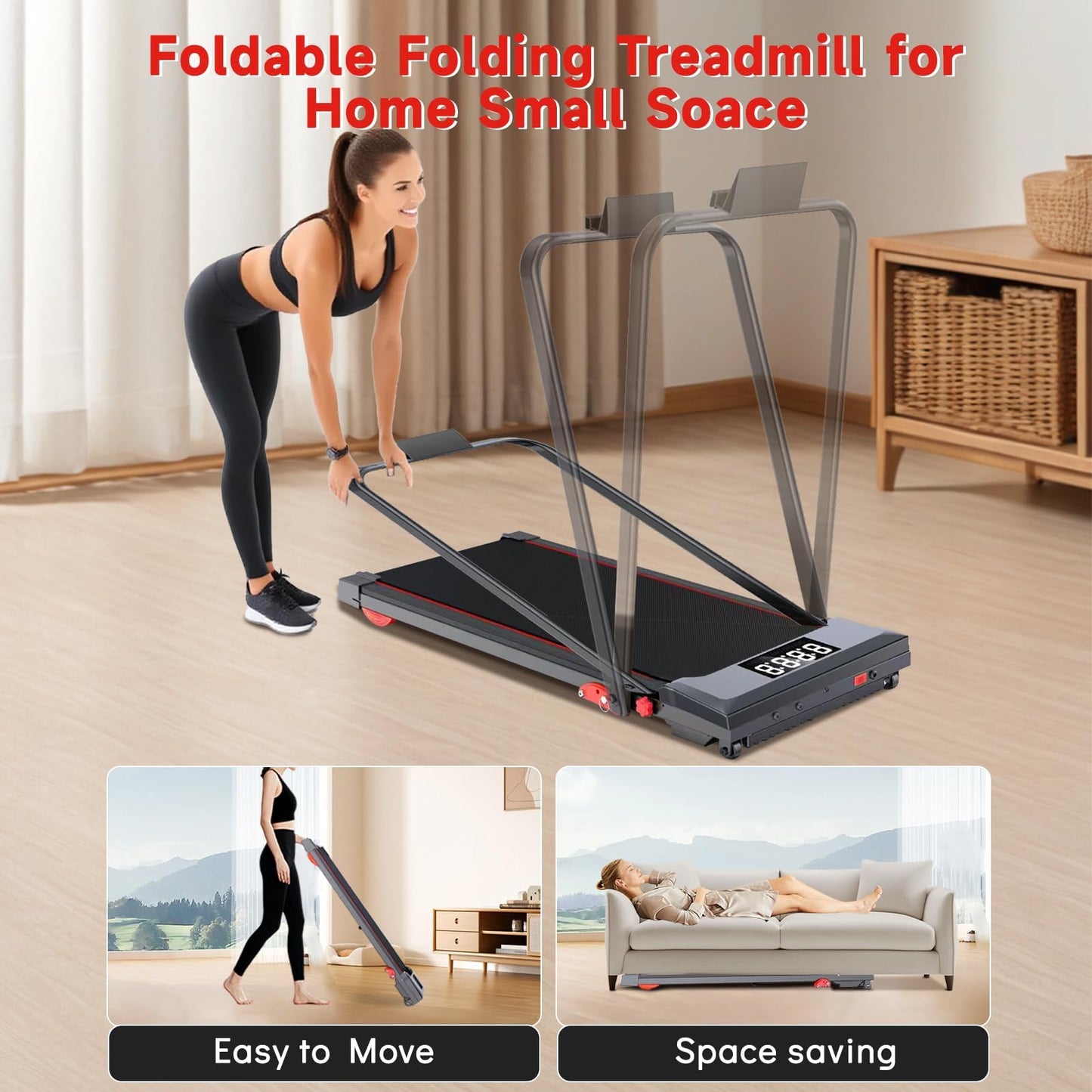Joxir Walking Pad Treadmill with Incline, 7.5MPH Under Desk Treadmill for Home Office, 360 Lbs Capacity Portable Treadmills with Remote Control, Led Display