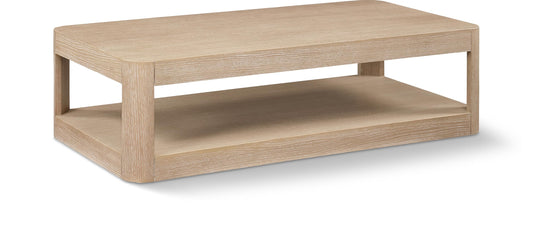Meridian Furniture 99068Oak-CT Reeves Collection Art Deco Coffee Table with Rich Natural Finish, Oak Veneer, Mix of Solid Wood and MDF, 54" W x 28" D x 15" H, Natural