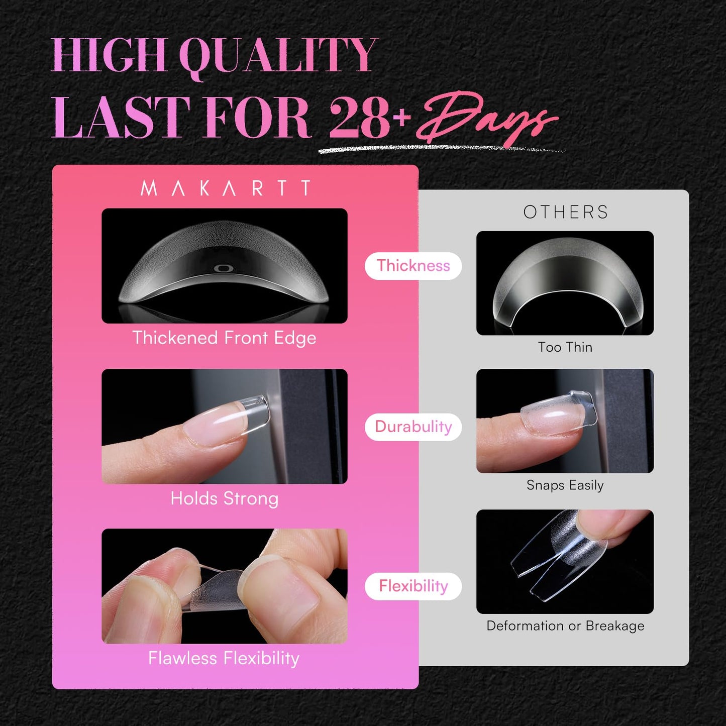 Makartt 3D Gel Nail Art Sculpting Gel Glue for Drawing Molding Bundle with Medium Square Nail Tips Half Matte Clear Fake Acrylic Press On