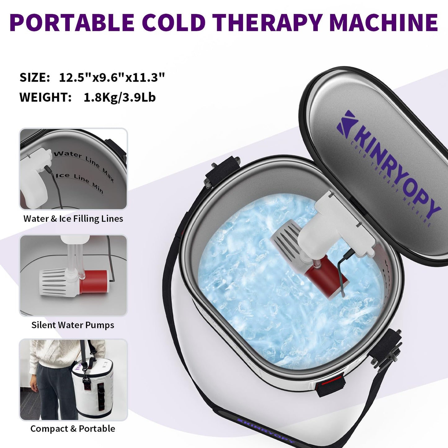 Cold Therapy Machine with Programmable Timer, Portable Ice Machine for Knee After Surgery, Knee Replacement Recovery System, Cryotherapy Pain Relief w/Compression Pad for,Shoulder, Hip and Ankle