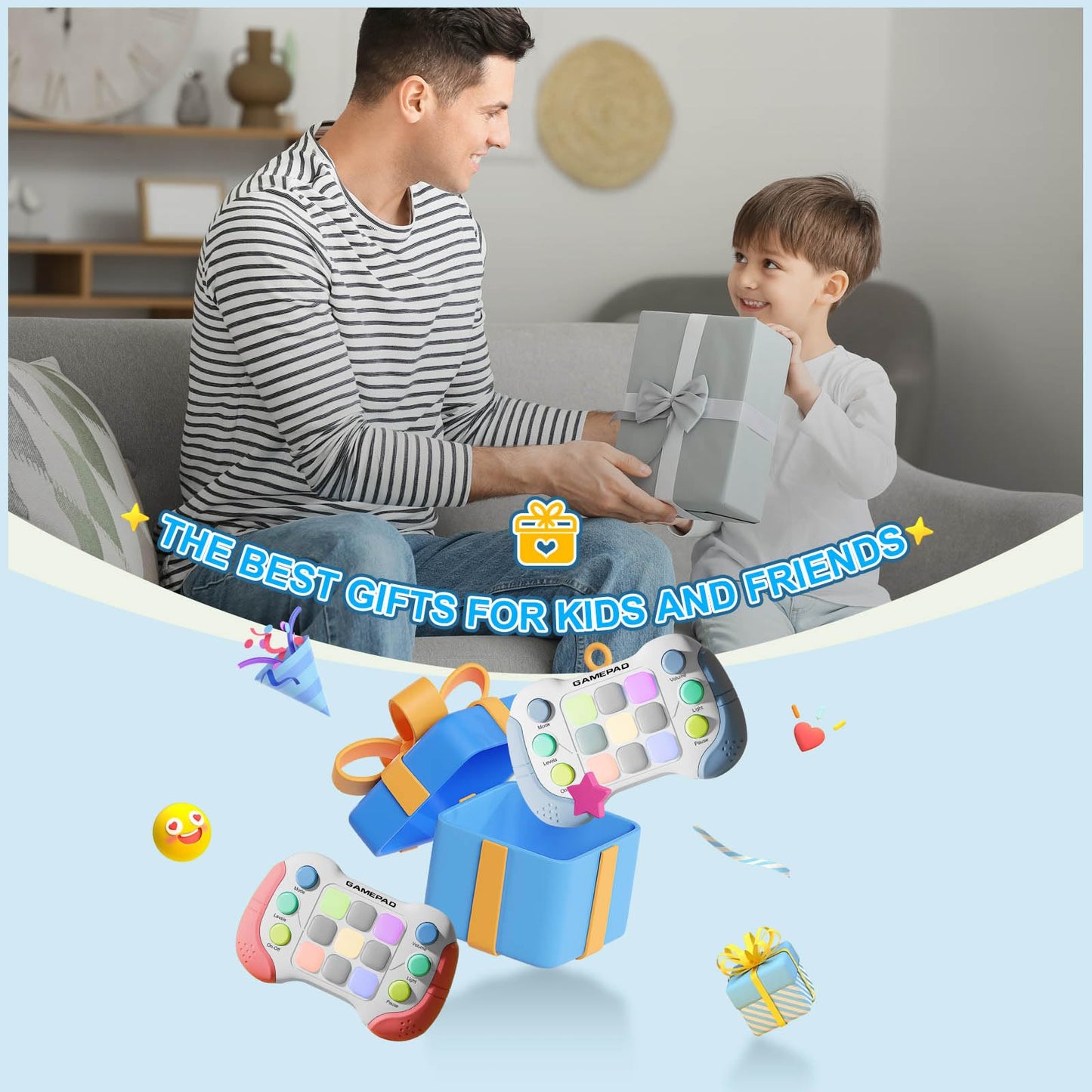 YouJabz Portable Game Console, Upgraded Quick Press Game, Light up Fidget Toy for Boys Girls Toddler, Fast Push Controller, Mini AutismToys Gaming Gift for Children Student, Back to School