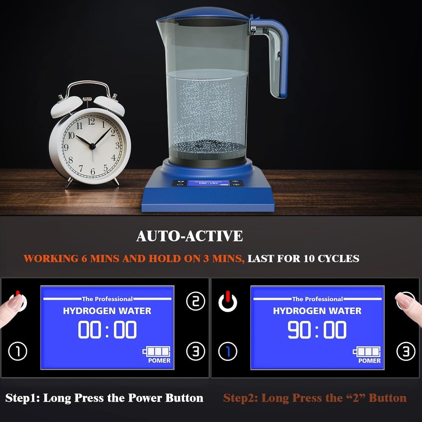 FILSOIT Hydrogen Alkaline Water Pitcher Maker Machine,Hydrogen Water Pitcher with SPE and PEM Technology(Lt.Blue)