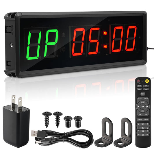 Faweskiy Upgraded Gym Timer Clock for Tabata/FBG/EMOM - Large Digital Interval Workout for Fitness Enthusiast, Count Down & Up | Stopwatch | Workout Clock for Home Gym/Yoga/Boxing/Garage Fitness Times