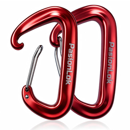 PasionLok Carabiner Clips Heavy Duty 12KN, 2 Pack Aluminum Carabiner Keychain, Small D Ring Hook for Hammock Camping Essentials, Backpack Key Ring Clip, Dog Leash, Multi Color