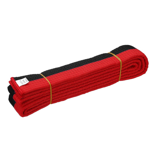 YELARXI Karate Belt, Martial Arts Ranking Belts Solid Cotton Double-Layered Core Long Soft Uniform Training Equipment Fitting for(Taekwondo/Karate/Judo/BJJ/Competition) 9.2ft & Red/Black
