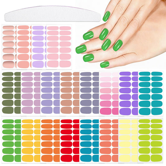 YECIRALA 20 Sheets 280 Pcs Candy Color Nail Polish Stickers Full Nail Wraps for Women, Cute Solid Gel Nail Strips Stick On Nails Polish Wraps for Nails Designs Fingernail Stickers Gel Polish Stickers