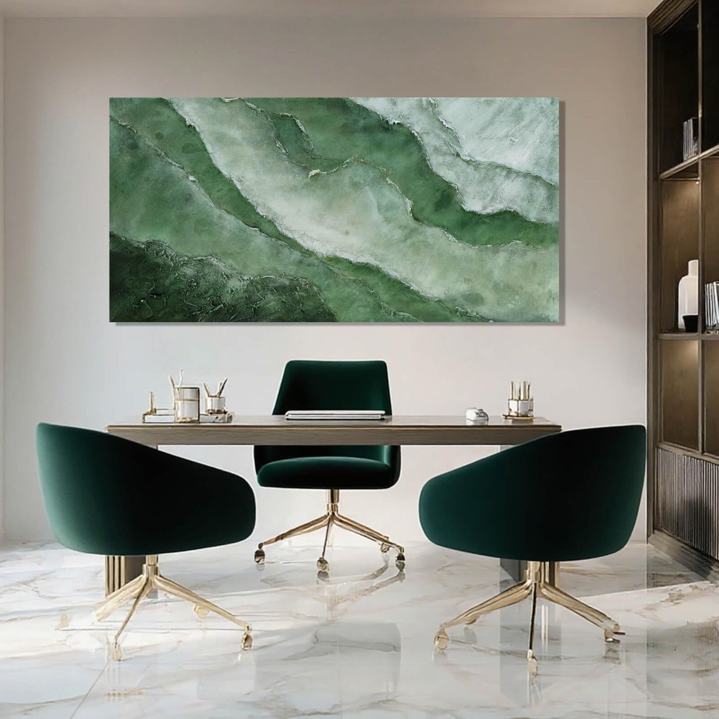 Green Large Wall Art, Abstract Minimalist Decor Paintings for Wall, motivational posters, Framed for Bedroom and Living Room, 24" x 48"