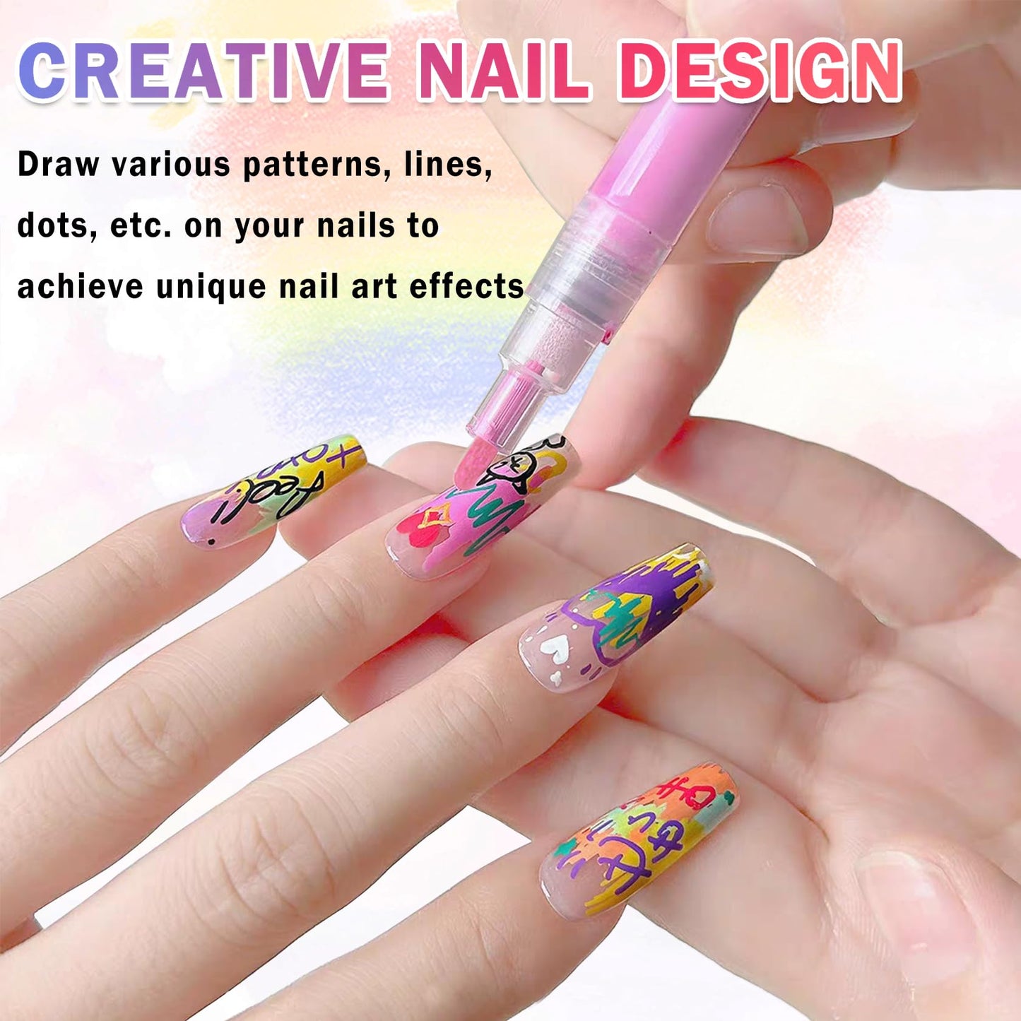 IONSGAKO 24 Colors Nail Art Pens Set, Nail Polish Pens Quick-Drying Acrylic Paint Markers Nail Art Drawing Painting Liner Pens Kit for Home DIY Nail Art Design Manicure Tools