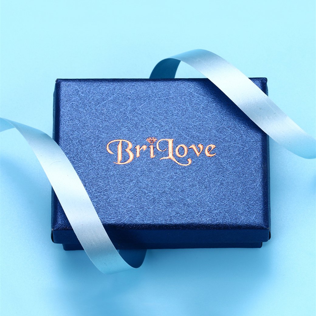 BriLove Women's Wedding Bridal Dangle Earrings Emerald Cut Crystal Infinity Figure 8 Chandelier Jewelry Royal Blue Sapphire Color Silver-Tone