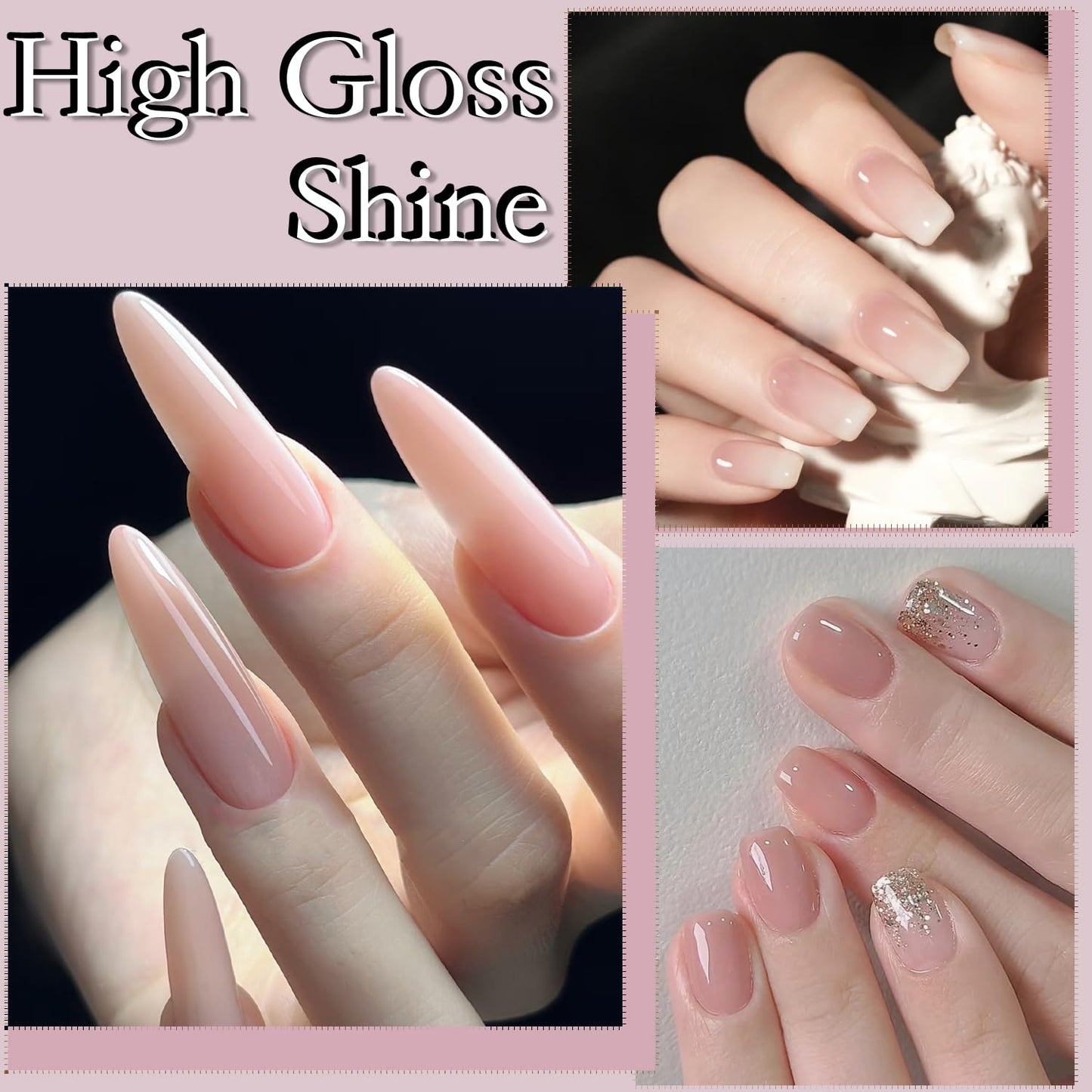 AHAMIOU Gel Nail Polish Nude Gel Polish Kit Sheer Milky White Icy Jelly Translucent Gel Polish Set Color Neutral Soak Off Art Home DIY Manicure Salon Varnish (6Colors set, 6PCS)