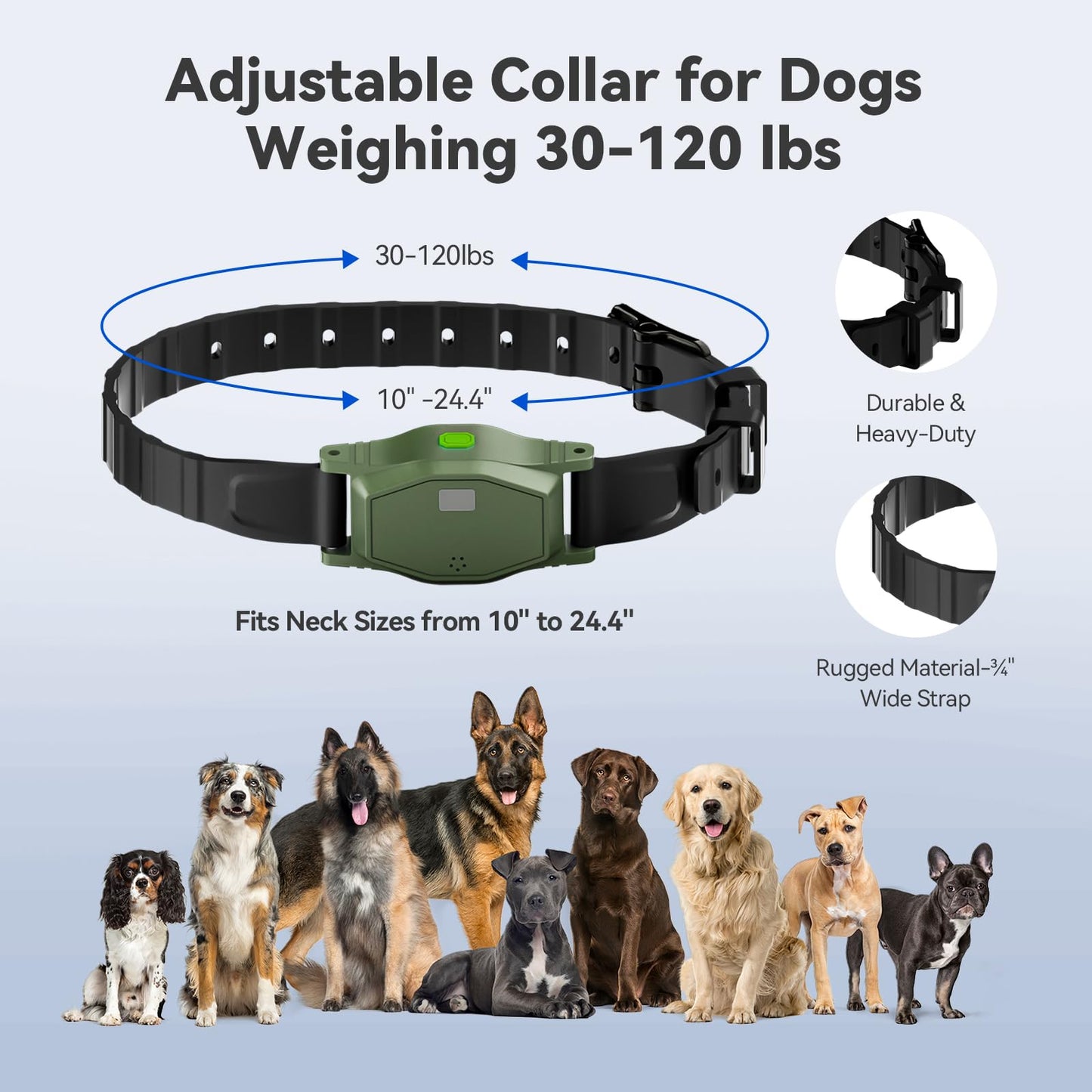 Wireless Dog Fence - Portable Electric Fence, Dog Training Collar, Perimeter Containment System with Adjustable Radius up to 656 ft in Open Areas, Waterproof Rechargeable (Olive Green - for 1 Dog)