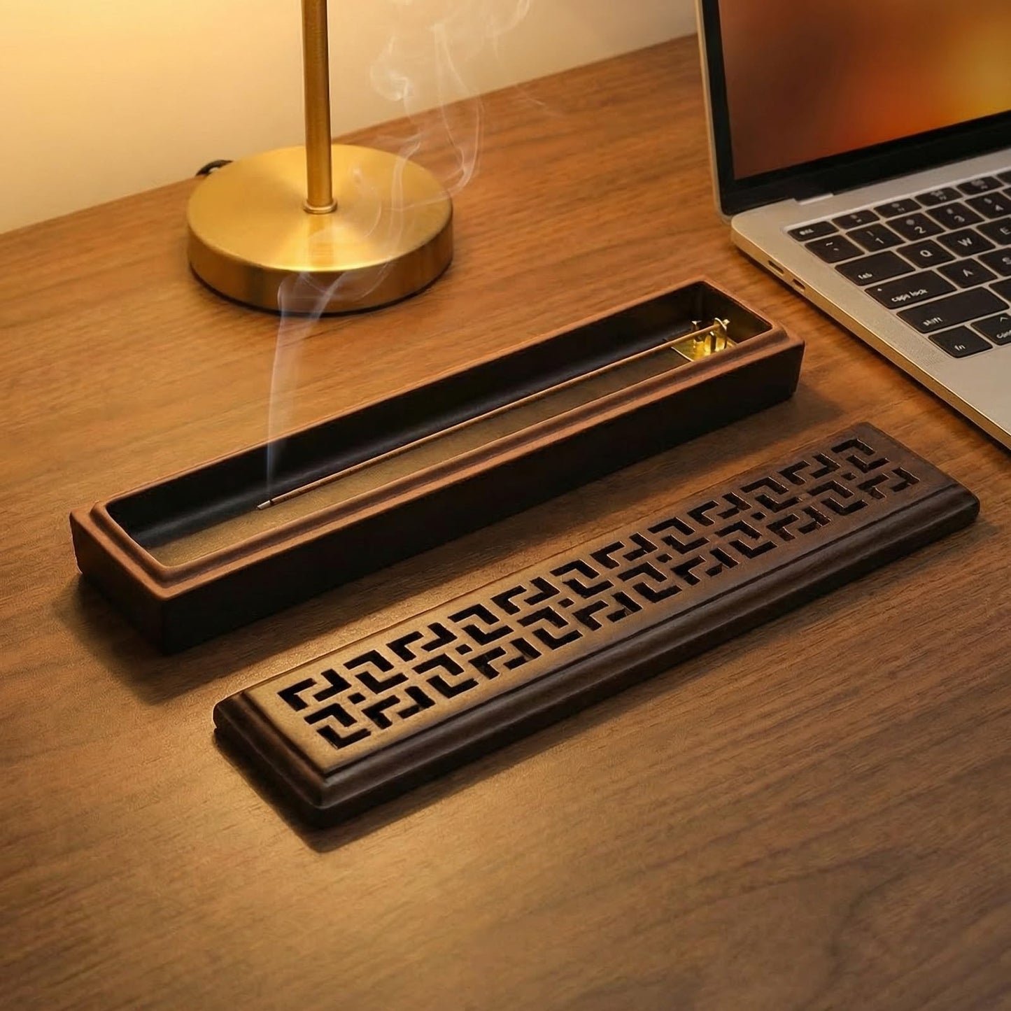CEREMONY Incense Holder for Sticks, Ceramic Insence-Stick Holder Ash Catcher, Incense Holder Timkburner for Meditation Yoga Spa Room Incense Holder (Lever Brown)